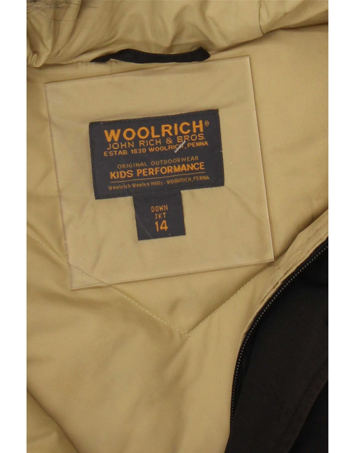 Wyściełany płaszcz chłopięcy Woolrich z kapturem, 13-14 lat, czarny