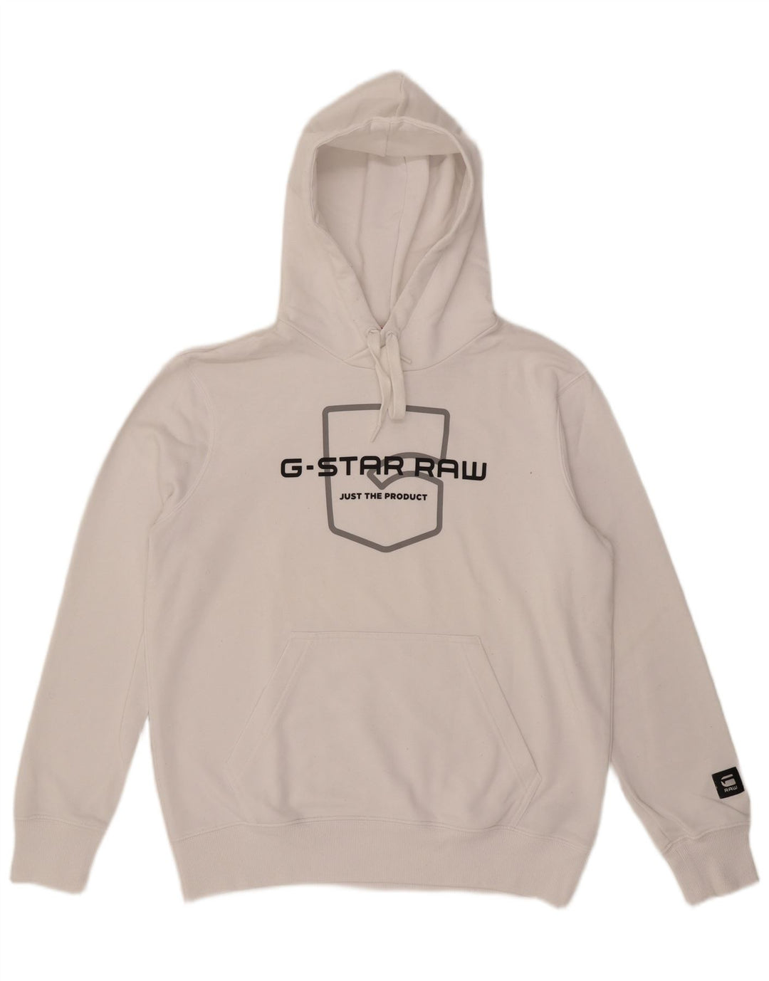 Męski sweter z kapturem G-Star z grafiką, duży, biały, bawełniany