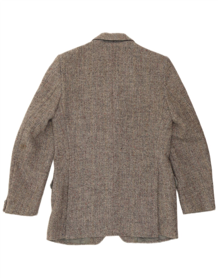 Męska marynarka zapinana na 2 guziki Harris Tweed UK 36 Mała szara jodełka