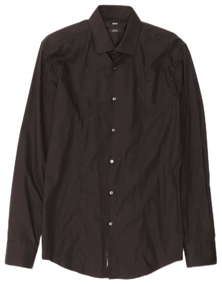 Koszula męska Hugo Boss Slim Fit, rozmiar 39, średnia czarna, bawełniana