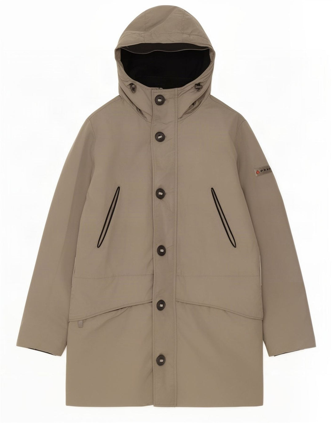 PEUTEREY Męski ocieplany płaszcz z kapturem UK 36 Small Grey