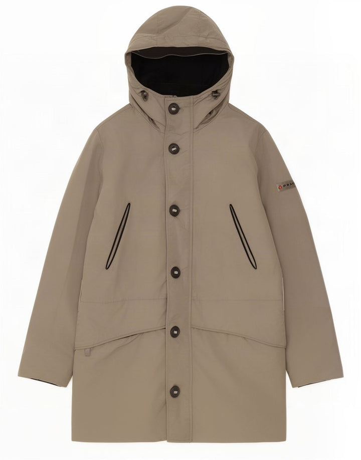 PEUTEREY Męski ocieplany płaszcz z kapturem UK 36 Small Grey