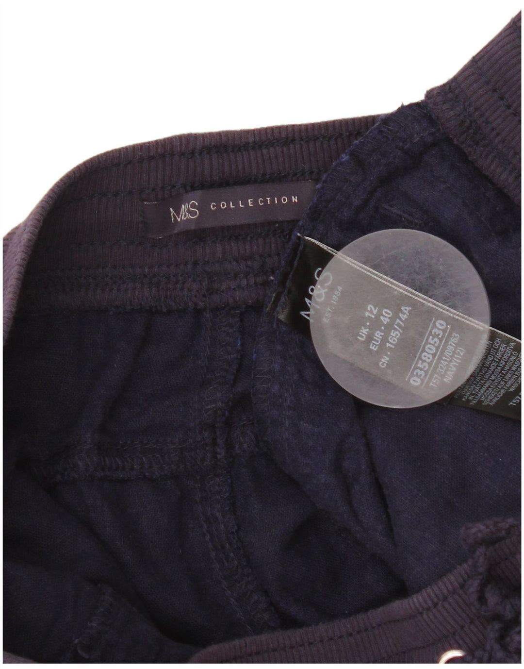 Marks & Spencer Damskie spodenki Chino UK 12 Medium W32 Granatowe lniane