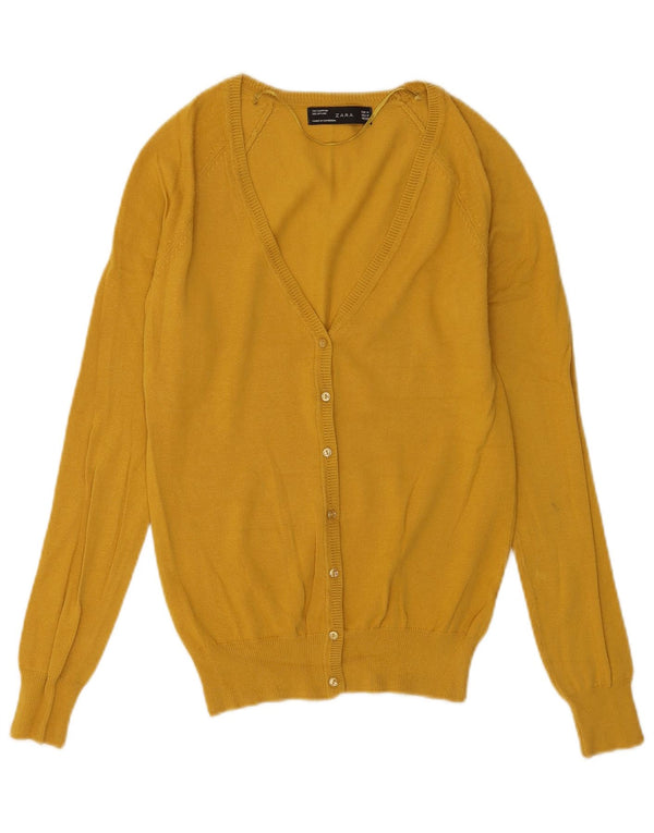 Sweter damski Zara Cardigan UK 12 Średni żółty bawełniany