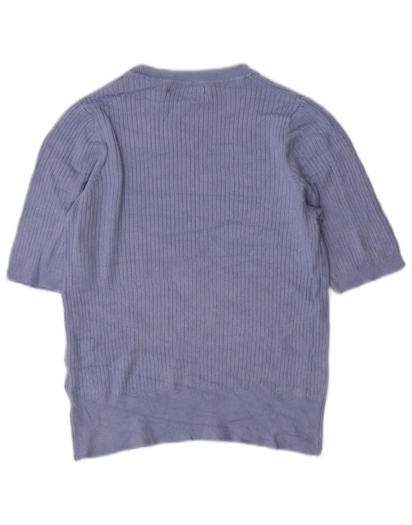 Marks & Spencer Womens Boat Neck Jumper Sweater UK 12 Medium Blue