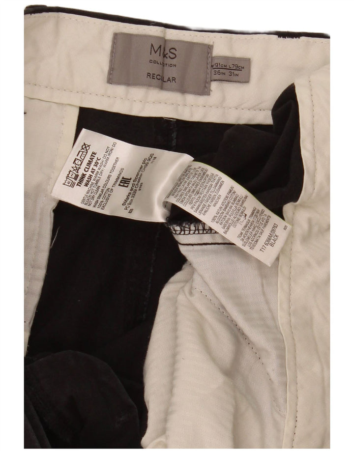 Męskie spodnie typu chino Regular Marks & Spencer W36 L31 Czarna bawełna