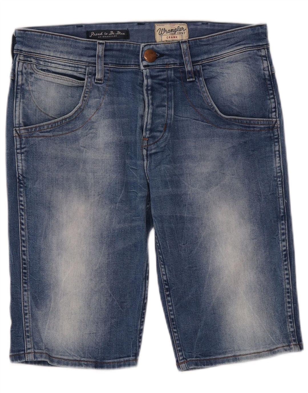 Męskie spodenki jeansowe Wrangler Crank W30 Średnioniebieskie, bawełniane