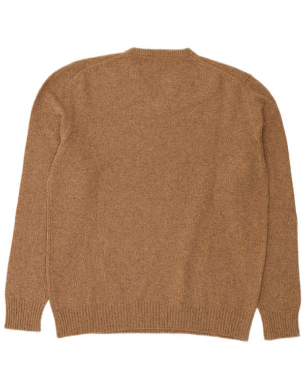 Sweter męski Seventy z dekoltem w kształcie litery V, 2XL, brązowa wełna merynosowa