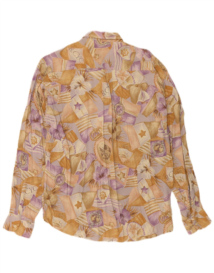 Koszula męska w stylu vintage, średnia beżowa wiskoza w kwiaty