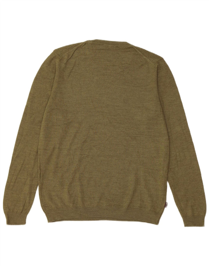 PIERRE CARDIN Męski sweter z okrągłym dekoltem, średnia wełna khaki