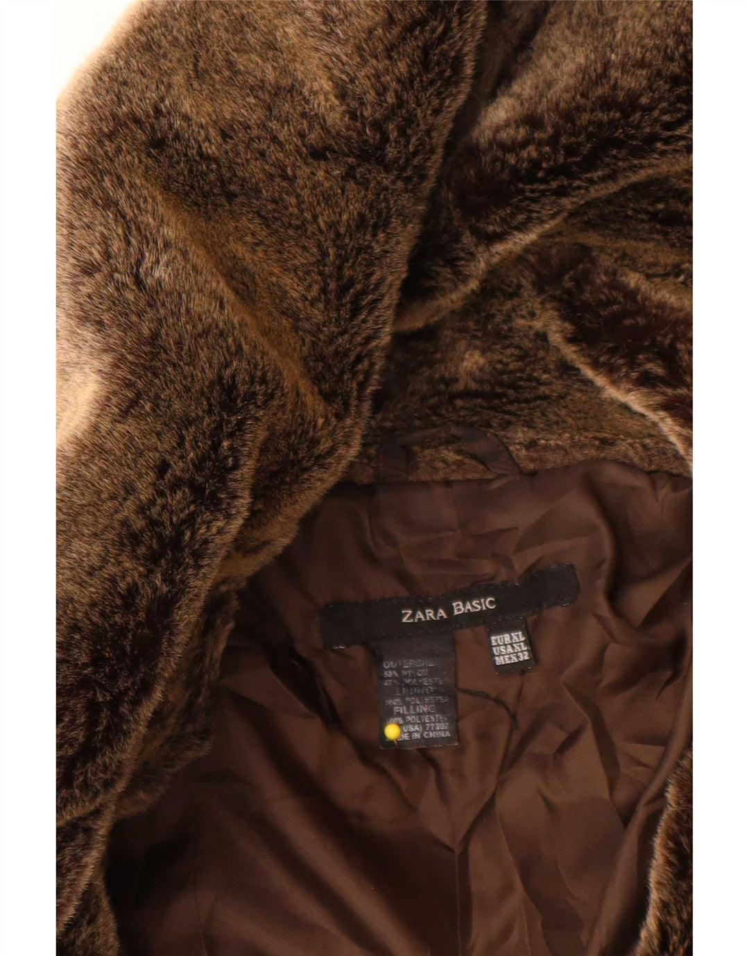 Damska ocieplana kurtka Zara UK 18 XL, brązowy nylon