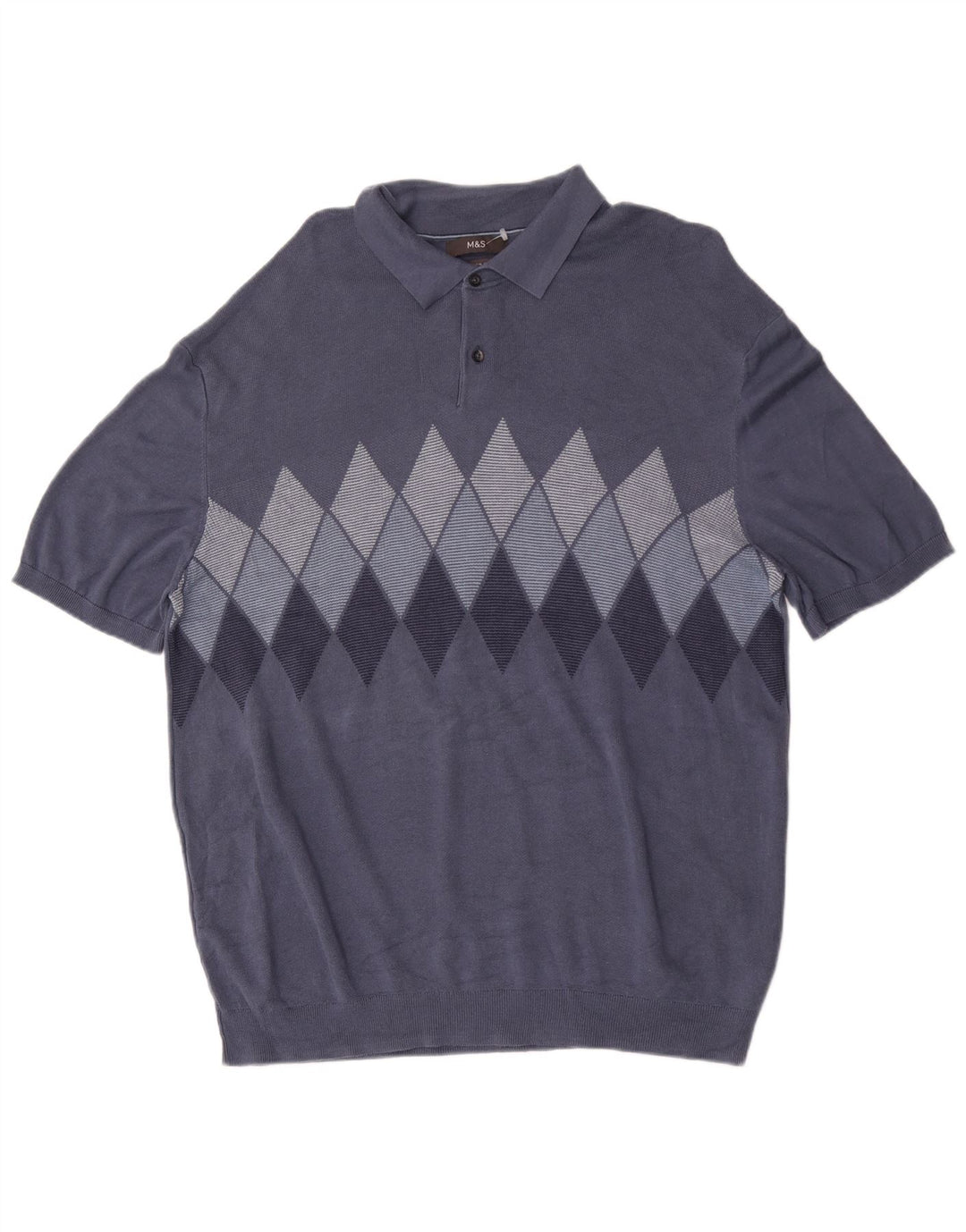 Marks & Spencer Męski sweter polo 2XL Niebieski Argyle/Diament