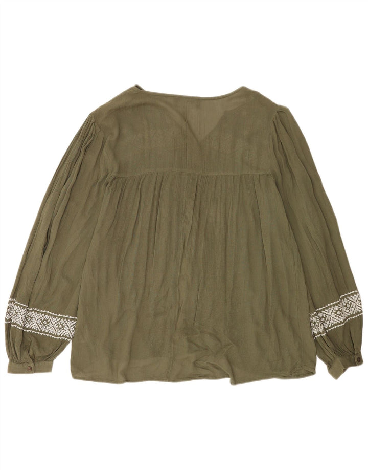 Damska bluzka z długim rękawem Marks & Spencer UK 12 Medium Khaki Geometric