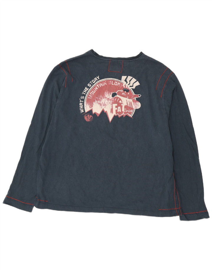 Męski top graficzny Fat Face z długim rękawem 2XL, granatowy, bawełniany