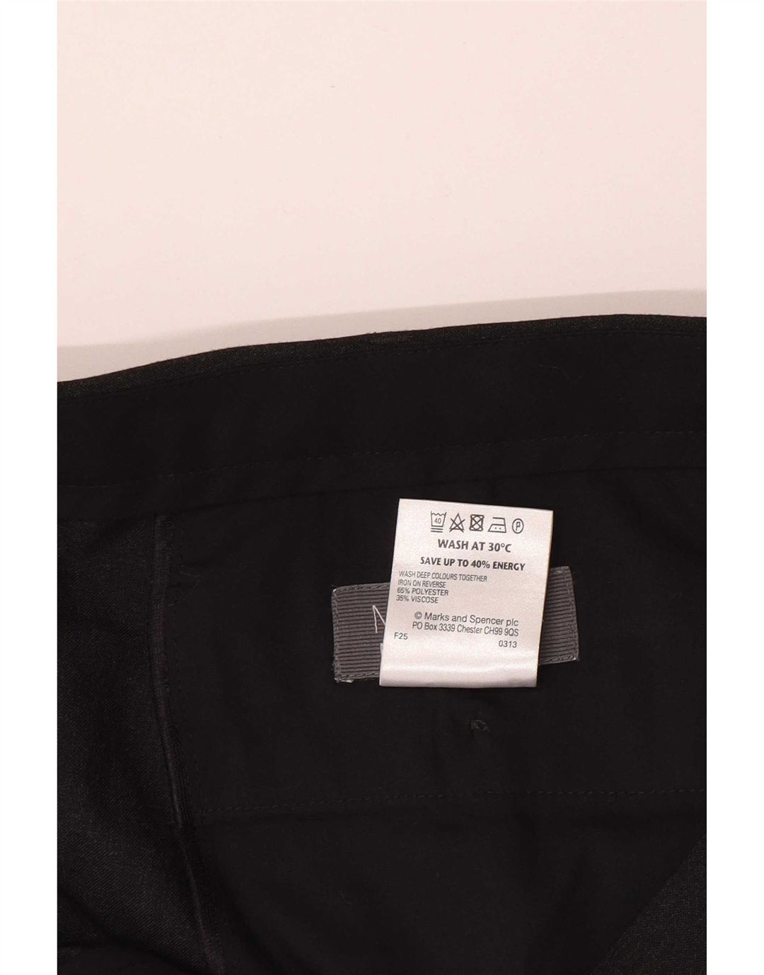 Marks & Spencer Męskie proste spodnie garniturowe W42 L33 Czarny poliester