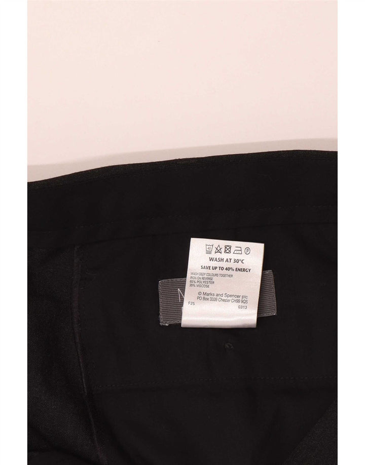 Marks & Spencer Męskie proste spodnie garniturowe W42 L33 Czarny poliester