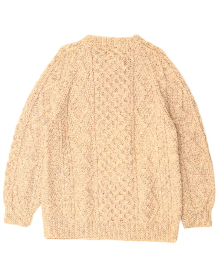 RITA CONDRON Męski sweter z okrągłym dekoltem, średnio beżowy, wełniany