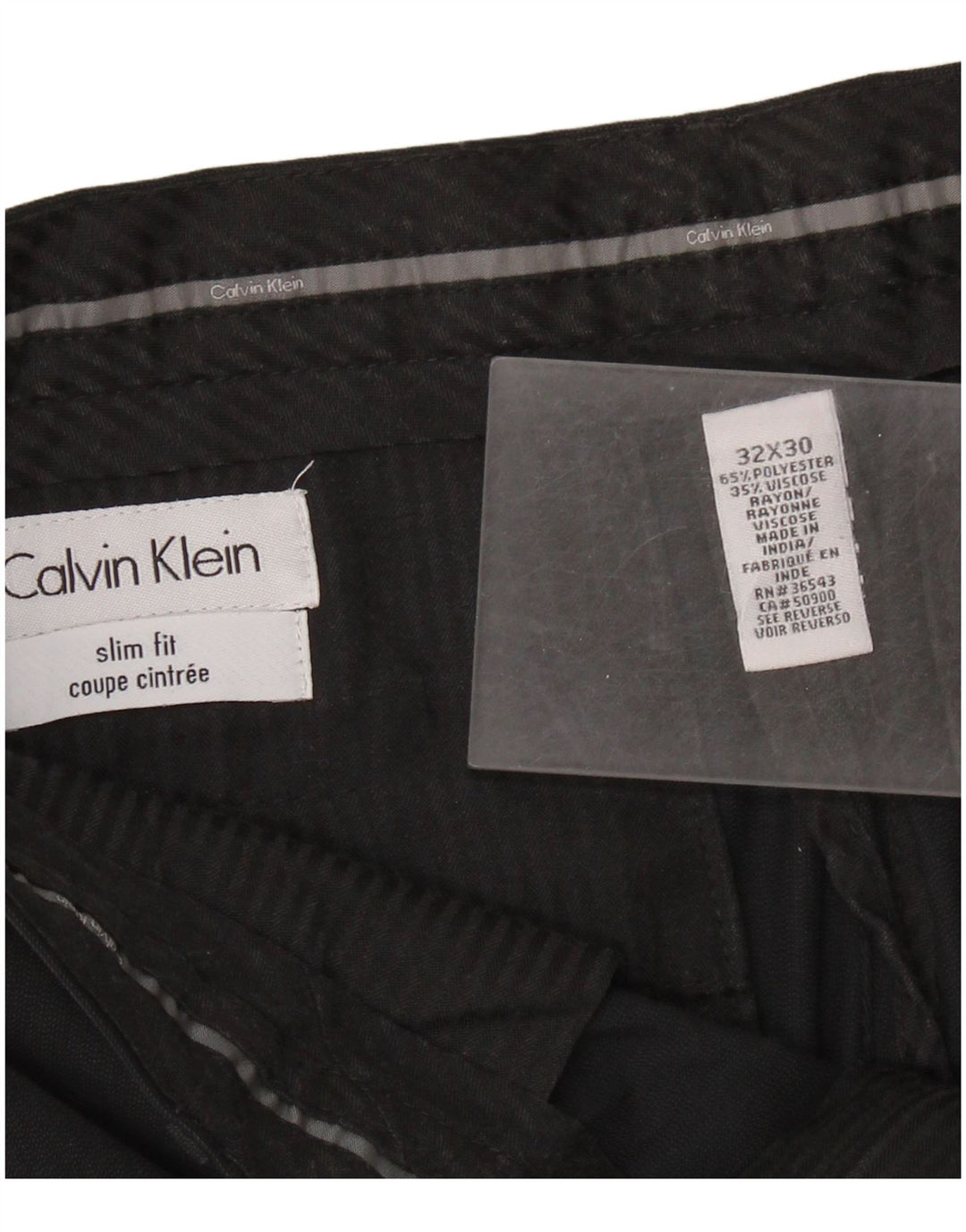 Męskie spodnie garniturowe slim fit CALVIN KLEIN W32 L30 Czarny poliester