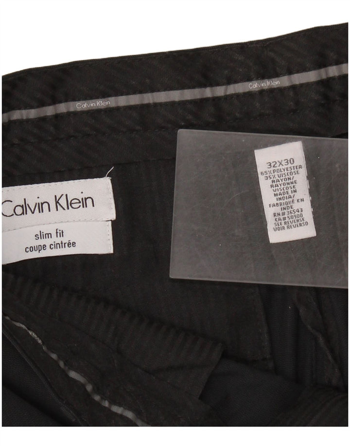 Męskie spodnie garniturowe slim fit CALVIN KLEIN W32 L30 Czarny poliester