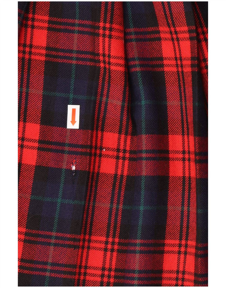 Vintage damska plisowana spódnica IT 42 Medium W28 czerwona kratka z dziewiczej wełny