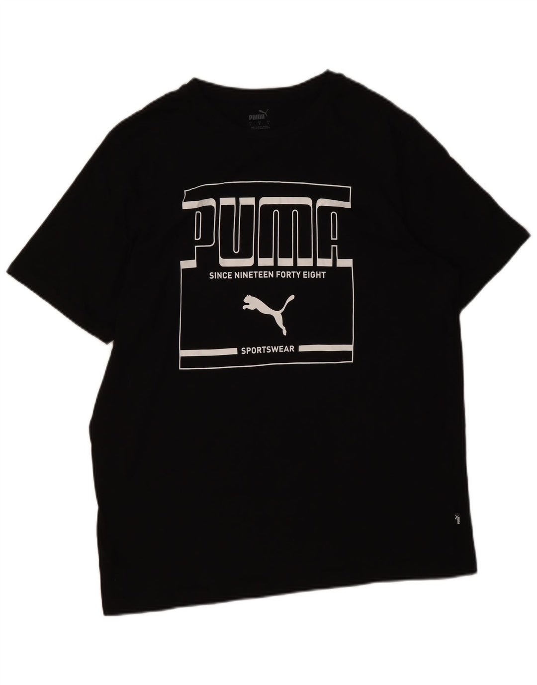 Męski T-shirt z grafiką Puma, duży, czarny, bawełniany