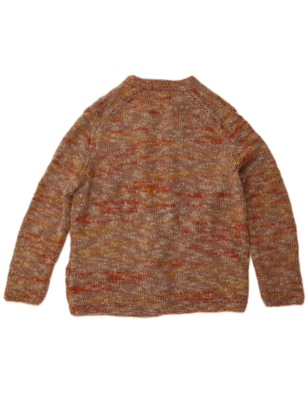 Sweter damski VINTAGE z otwartym kardiganem UK 12 Średni brązowy nakrapiany