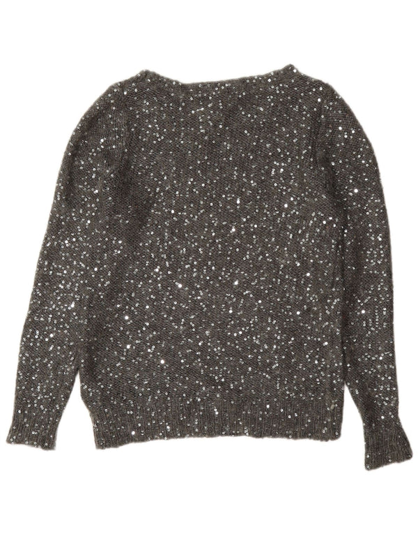 Marks & Spencer Damski sweter z dekoltem w łódkę, UK 12, średni szary poliester