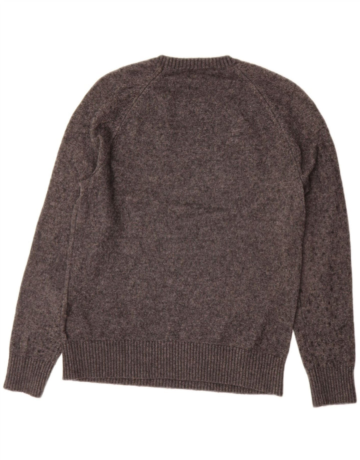 J. CREW Męski sweter z okrągłym dekoltem, średnioszary, nakrapiany poliamid