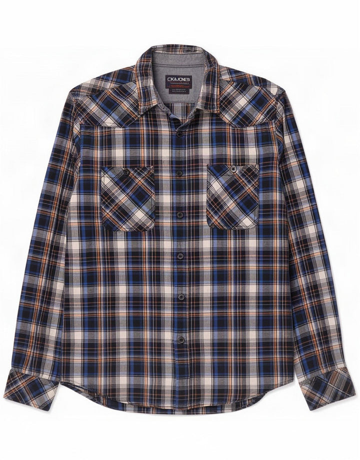 Męska koszula graficzna Jack & Jones w średnią niebieską kratę