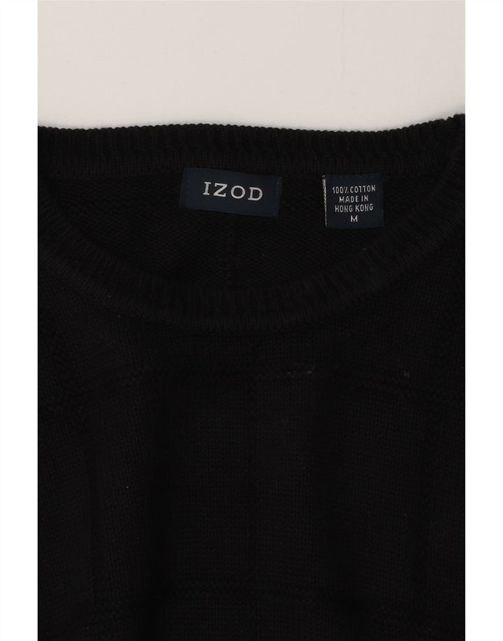 IZOD Męski sweter z okrągłym dekoltem, średnio czarny, bawełniany