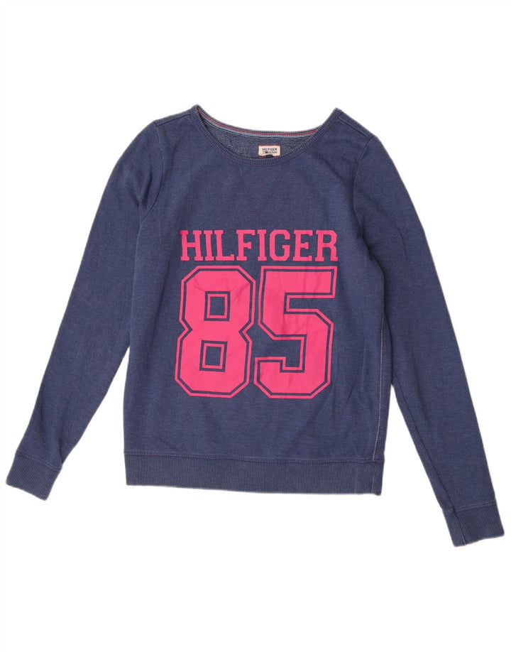Damska bluza z grafiką Tommy Hilfiger UK 14, średnia niebieska bawełna