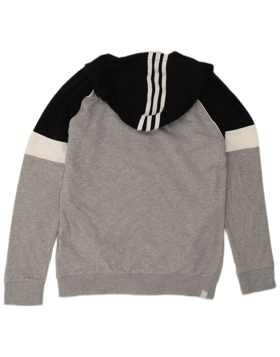 Męski sweter z kapturem Adidas, średnioszary, bawełniany, z blokami kolorów