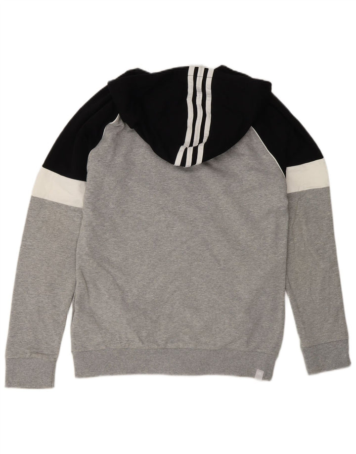 Męski sweter z kapturem Adidas, średnioszary, bawełniany, z blokami kolorów