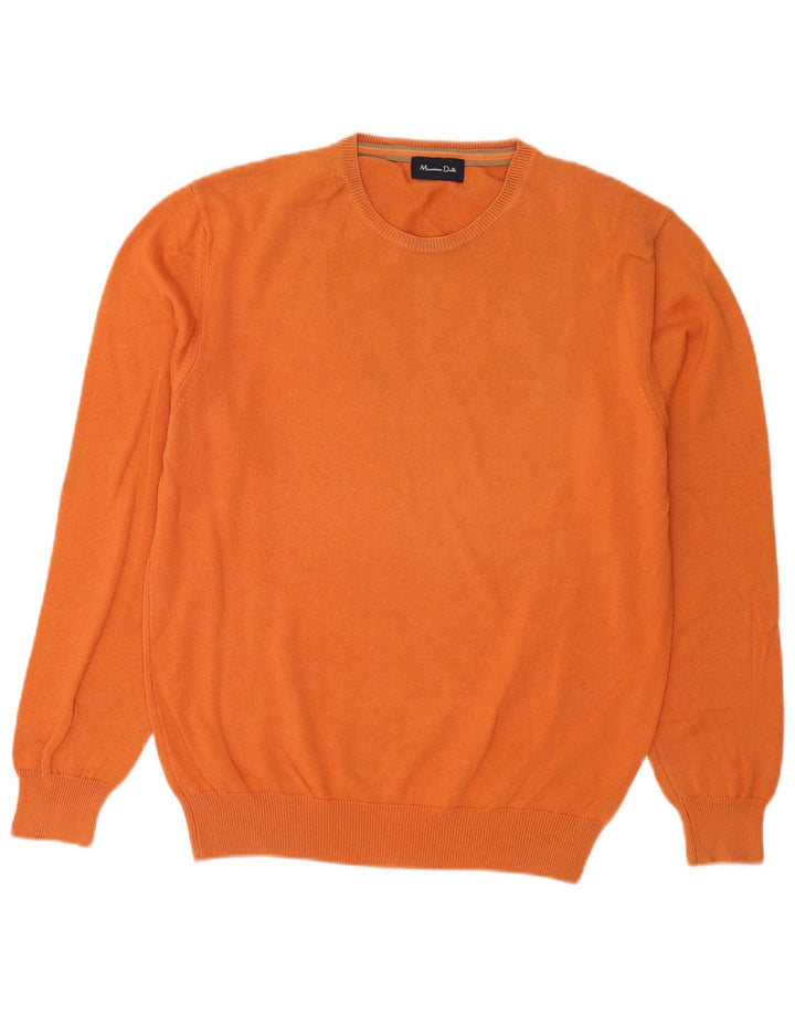 Męski sweter z okrągłym dekoltem Massimo Dutti, średniej wielkości pomarańczowa bawełna