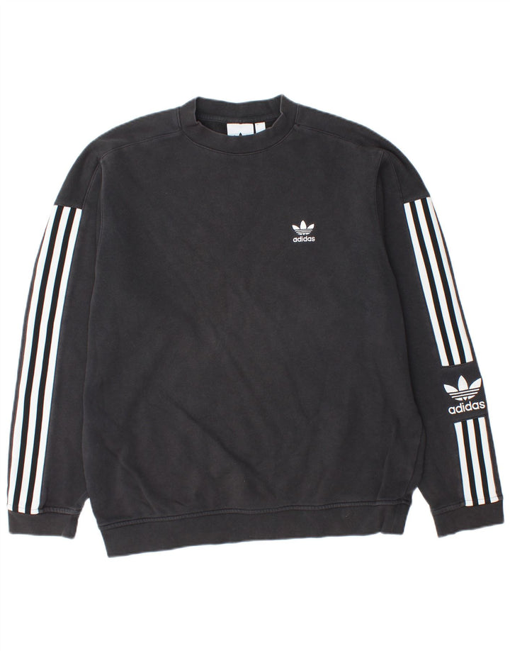 Męska bluza z grafiką ADIDAS, mała, czarna, bawełniana