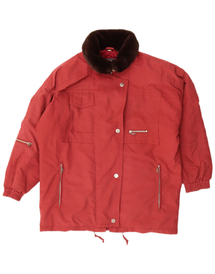 Damska kurtka wiatrówka w stylu vintage UK 18 XL, czerwony poliester