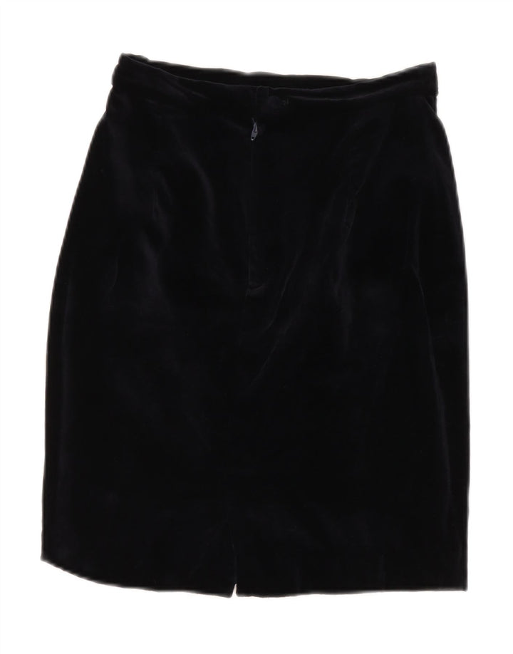 VINTAGE Damska aksamitna spódnica ołówkowa z wysokim stanem IT 42 Medium W26 Granatowa