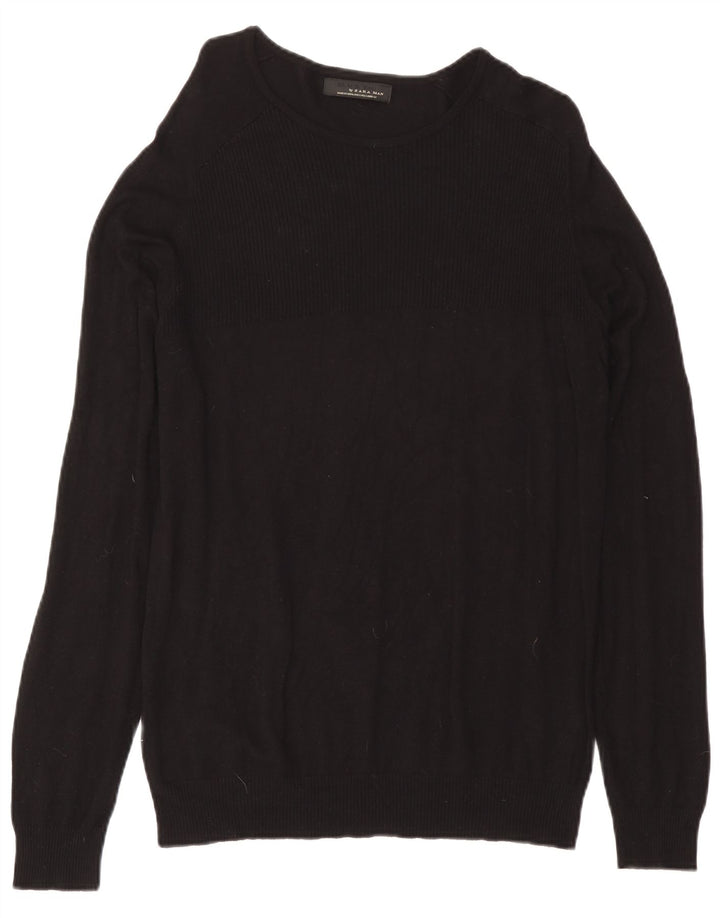 Męski sweter z dekoltem w łódkę Zara, duży, czarny