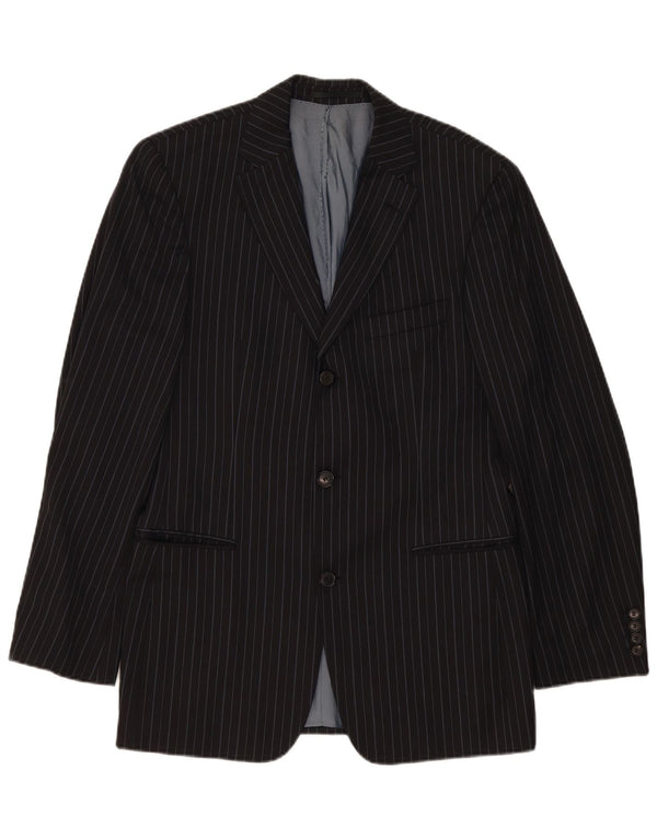 Vitale Barberis Canonico Mens Blazer Jacket UK 40 Large Black Pinstripe