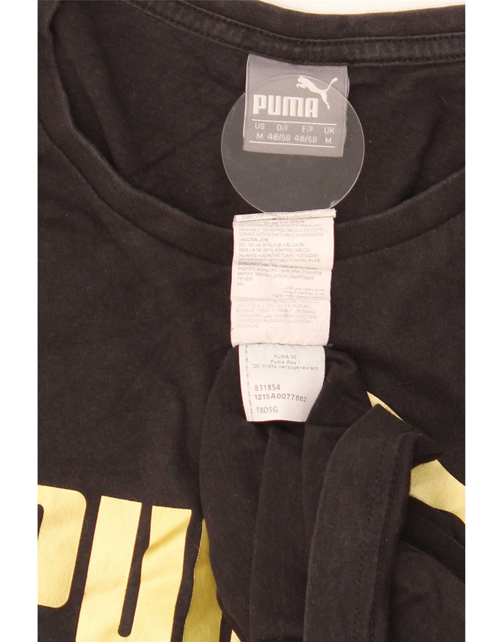 Męska koszulka z grafiką Puma, średnia czarna bawełniana