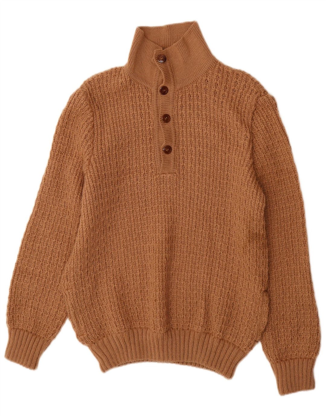 Męski sweter zapinany na guziki w stylu vintage, średni brąz