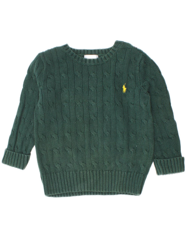 Ralph Lauren Chłopięcy sweter z dekoltem w łódkę 18-24 miesięcy Zielony, bawełniany