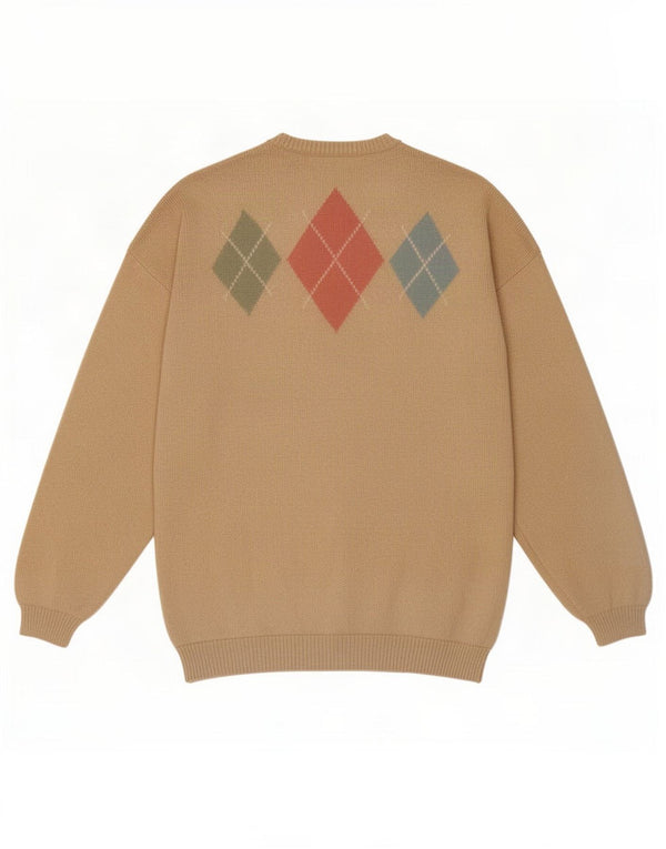Damski sweter rozpinany Tulchan UK 14 Średni beż Argyle/Diamentowa bawełna