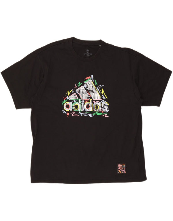 Męska koszulka z grafiką ADIDAS, góra XL, czarna, bawełniana