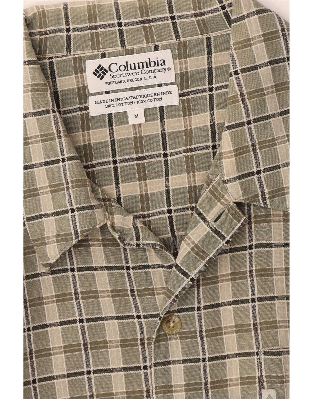Męska koszula z krótkim rękawem Columbia, średnia khaki, bawełniana kratka