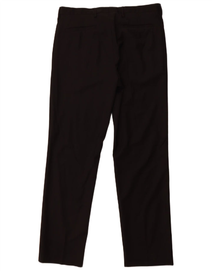 Męskie proste spodnie garniturowe ZARA EU 44 Large W34 L31 Czarna wełna