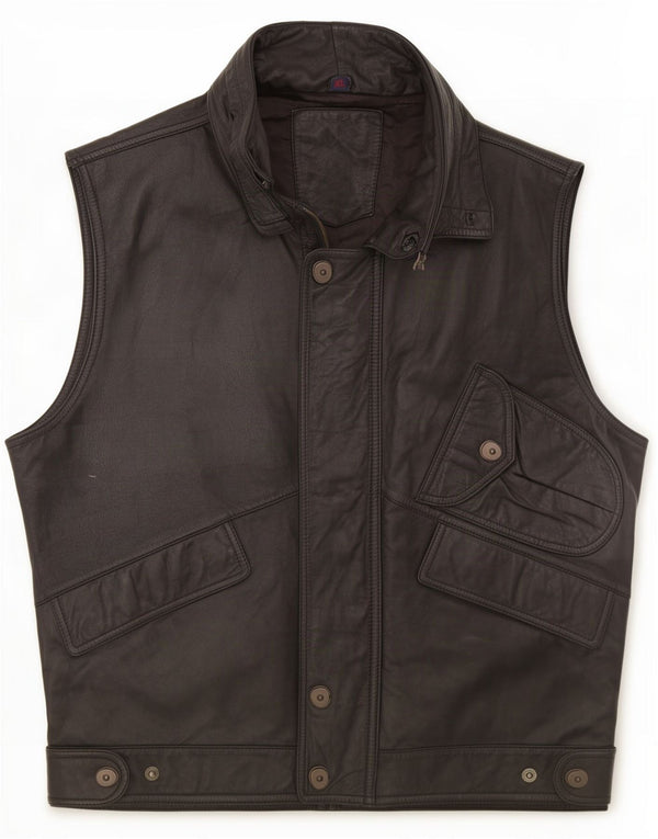 Vintage Mens Leather Gilet UK 42 XL Black
