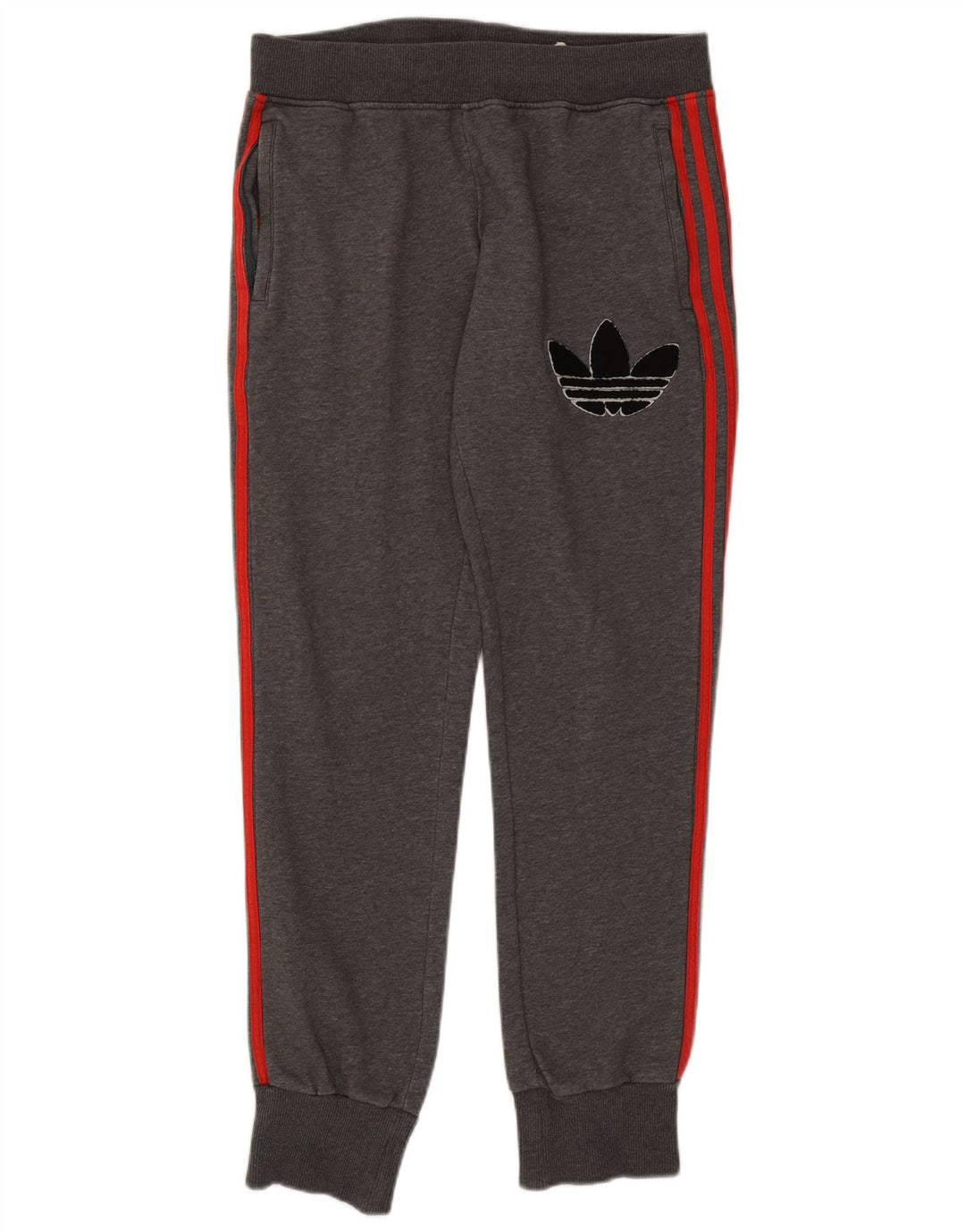 Męskie spodnie dresowe ADIDAS z grafiką, średnioszare, bawełniane