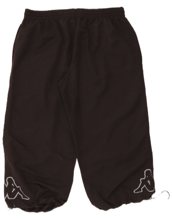 Męskie spodnie dresowe Capri z grafiką KAPPA, średni czarny poliester