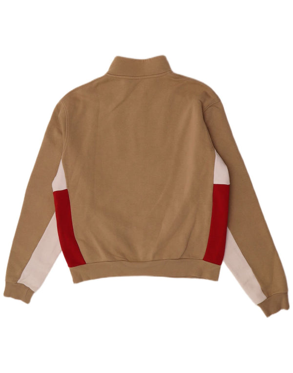 Męska bluza Adidas o luźnym kroju z grafiką, mała, beżowa, z blokami kolorów
